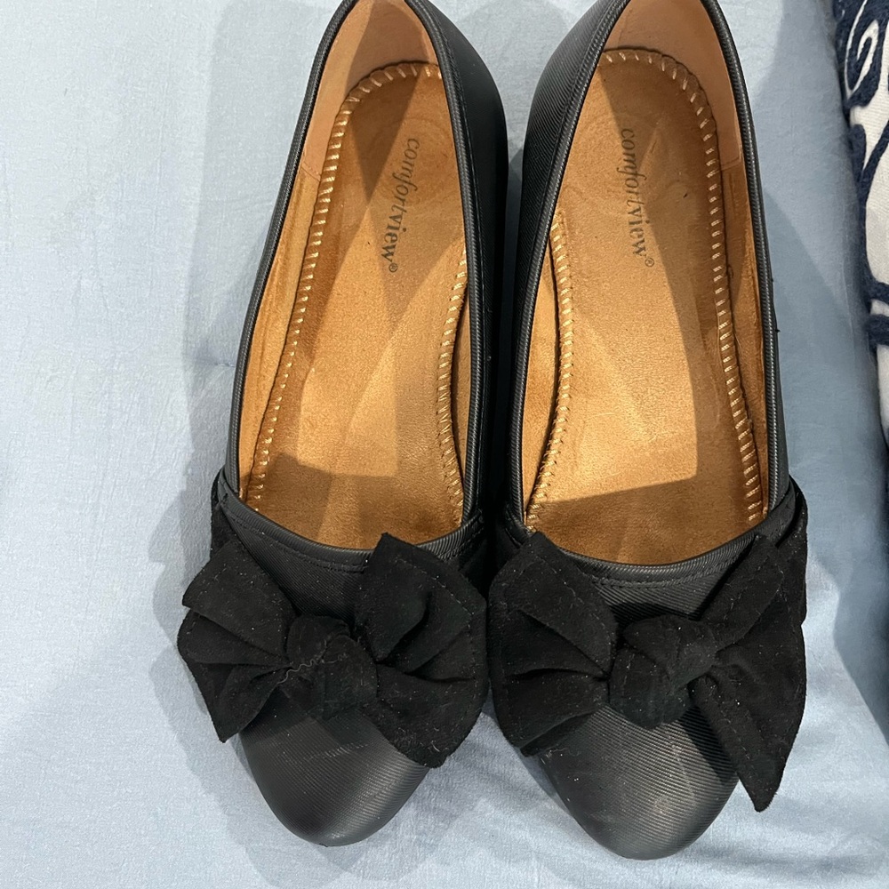 Comfortview Black Bow Flats sz 8WW - Picture 4 of 4